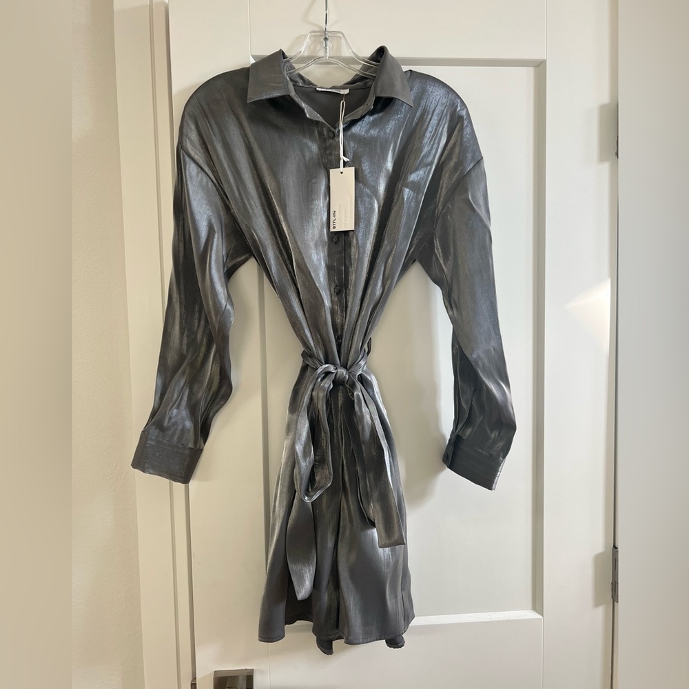 Silver shirt dress NWT